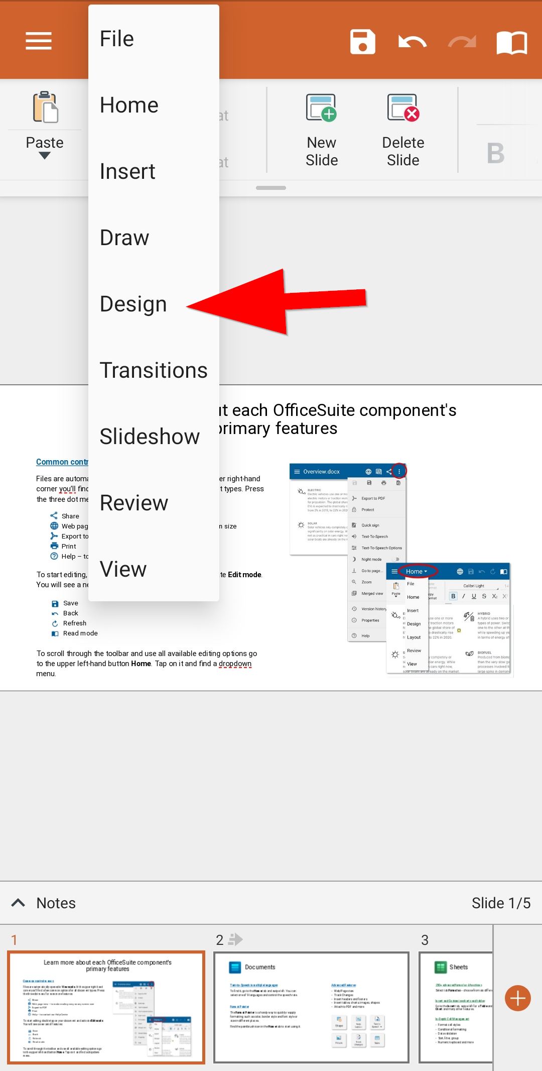 How to change your slides size OfficeSuite